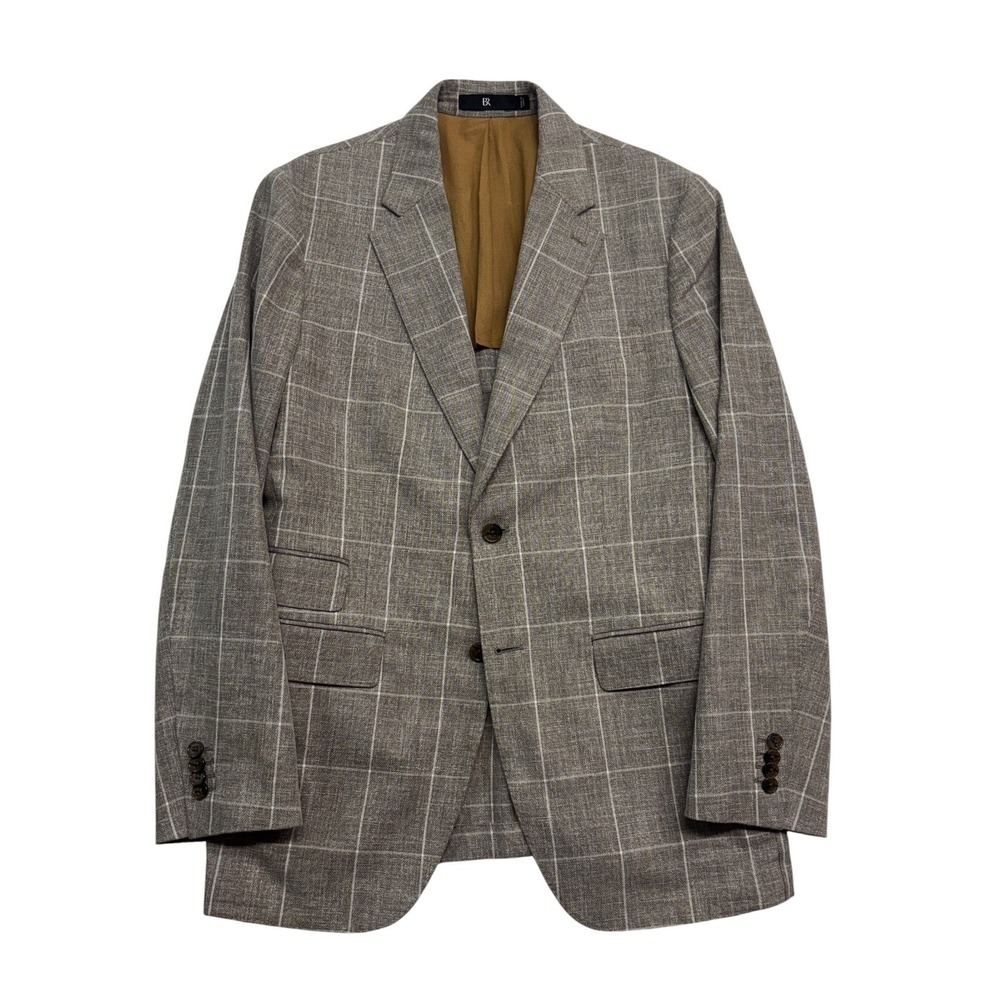 Banana Republic 40R Taupe Windowpane Blazer Jacket Sport Coat Unstructured Slim